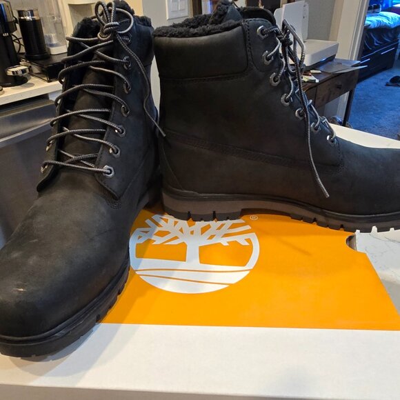 Timberland Men's Radford Boots Waterproof MID Warm Lined Black Nubuck SZ 13 NEW - Picture 3 of 13
